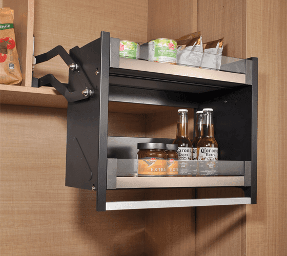 Elevator Pull Out Glass + SS + Wood Base Basket SC ADJ. Height