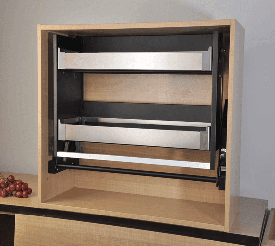 Elevator Pull Out  SS + Wood Base Basket SC ADJ. Height